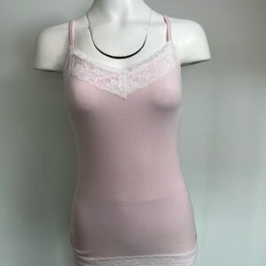 Hollister Pale Pink Lace-Trim Camisole Tank